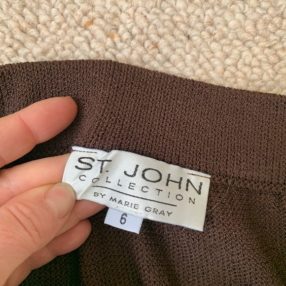 Vintage St. John Santana Knit Brown Pencil Skirt sz 6 PW14 - Picture 5 of 5